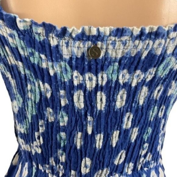 Soft Surroundings Blue Mahini Maxi Ikat print handkerchief Dress Boho Medium - Picture 9 of 13